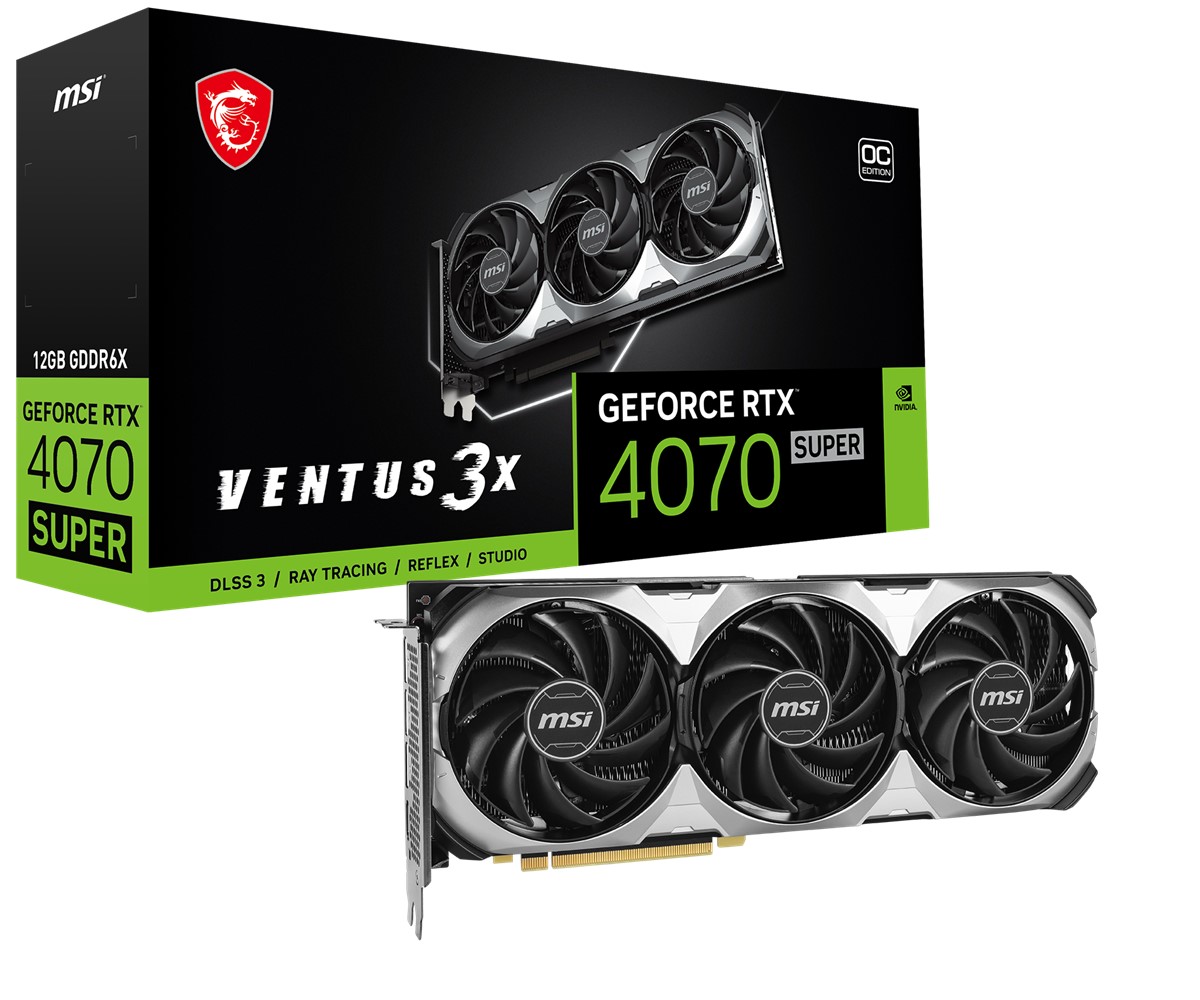 MSI VGA GEFORCE RTX 4070 SUPER 12G VENTUS 3X OC RTX4070S 12GB GDDR6X 192B DX12 PCIE 4.0 X16 (3XDP 1XHDMI)